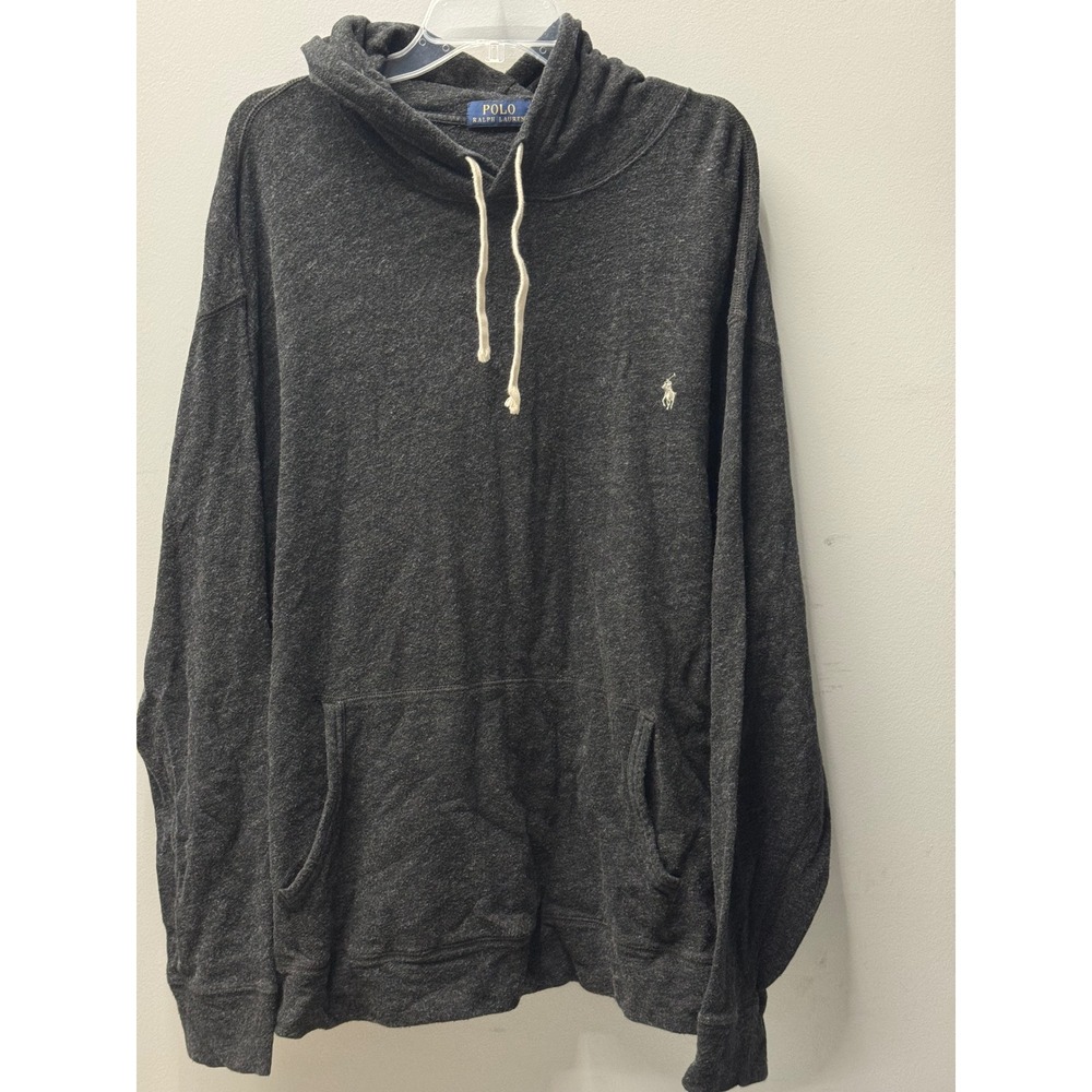 Polo Ralph Lauren Jersey Knit Cotton Hoodie Mens 2XLT Gray Big & Tall Pullover